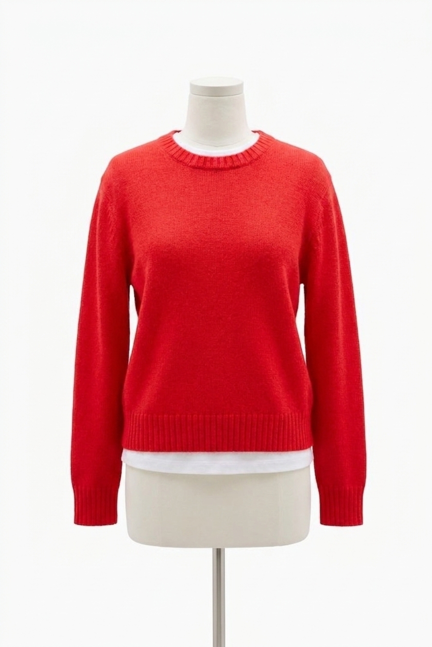 NEW GOOD AMERICAN cozy crewneck sweater top in grenadine